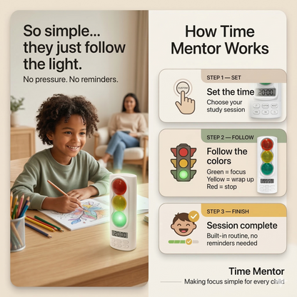 TimeMentor – Kids' Traffic Light Visual Timer For Play & Study