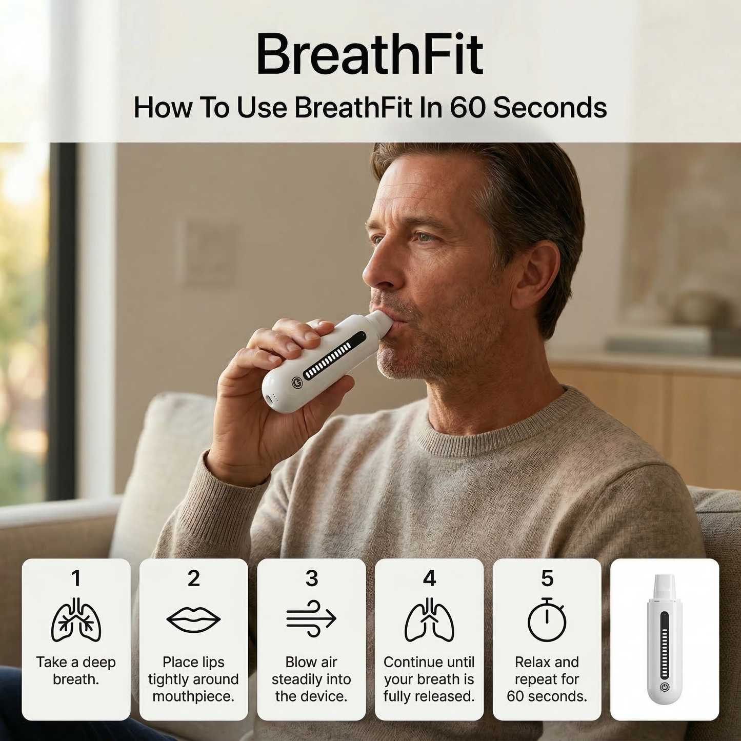 Train Daily With BreathFit Breathing Exercise Device