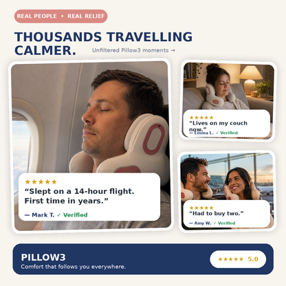 Pillow3 - Rest Your Neck. Warm Your Muscles. Tune Out The World.