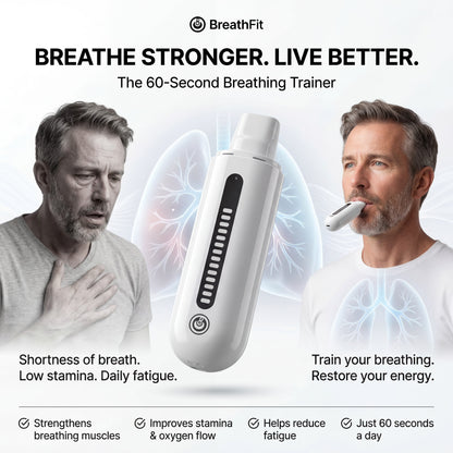 Man using BreathFit breathing exercise device