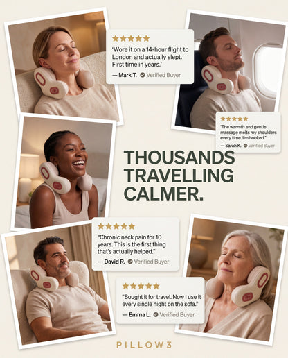 Pillow3 - Rest Your Neck. Warm Your Muscles. Tune Out The World.