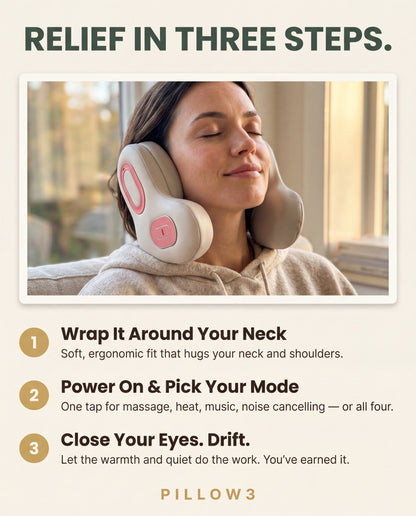 Pillow3 - Rest Your Neck. Warm Your Muscles. Tune Out The World.